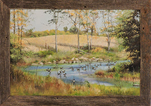Geese on the South Nation - Oil on Canvas Framed