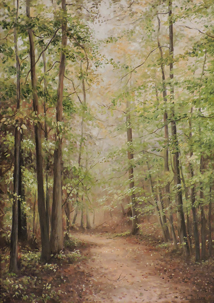 Misty Morning Walk - Oil Painting on Canvas