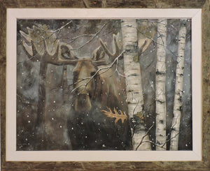 Moose and Birches - Acrylic on Canvas