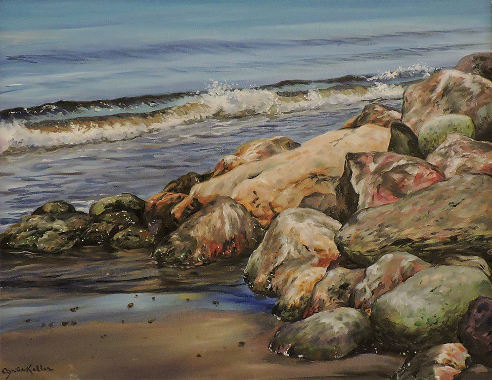 Rocks on Bay St. George - Oil on Canvas